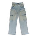 Light Indigo P018 Relaxed Double Cargo Jeans