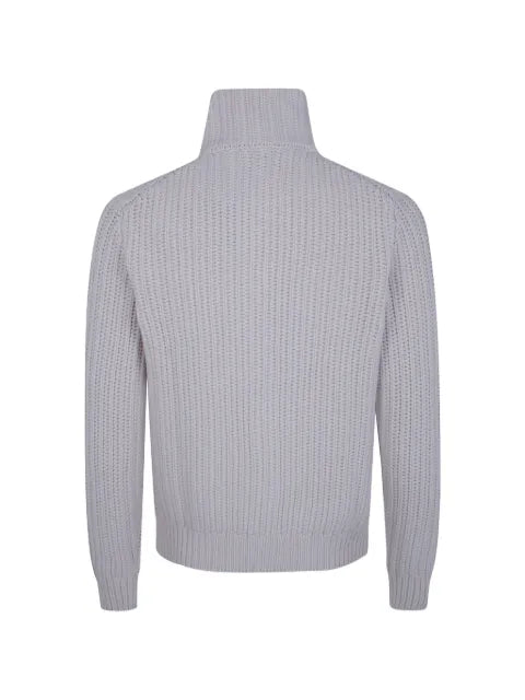 Barba zip-up ribbed-knit cardigan