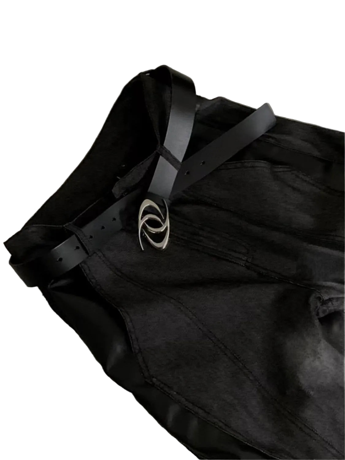 Punk Dual Swirl Metal Buckle Leather Belt Avant-Garde Waist Belt