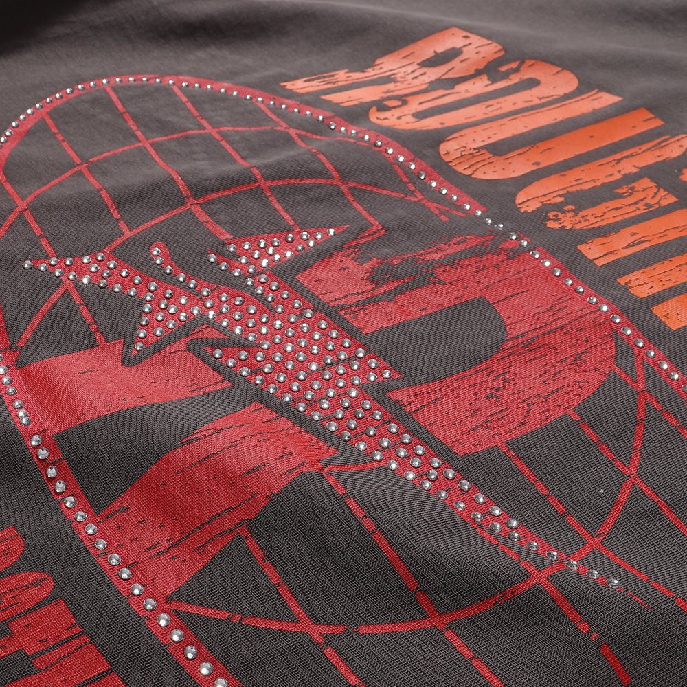 Rough Play Bunny Car Rhinestone Distressed T-Shirt