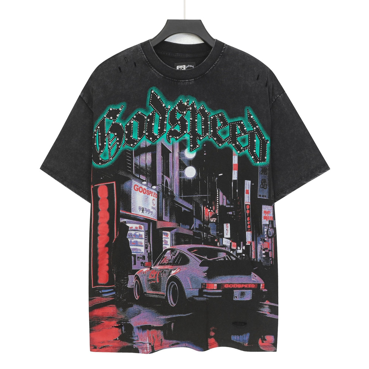 Godspeed City Car Rhinestone Graphic T-Shirt