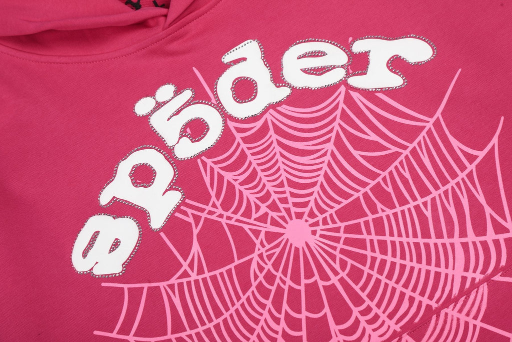Sp5der Pink Spiderweb Graphic Hoodie