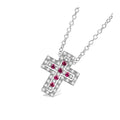 Damiani Style Cross Cubic Zirconia White-Gold-Plated Necklace