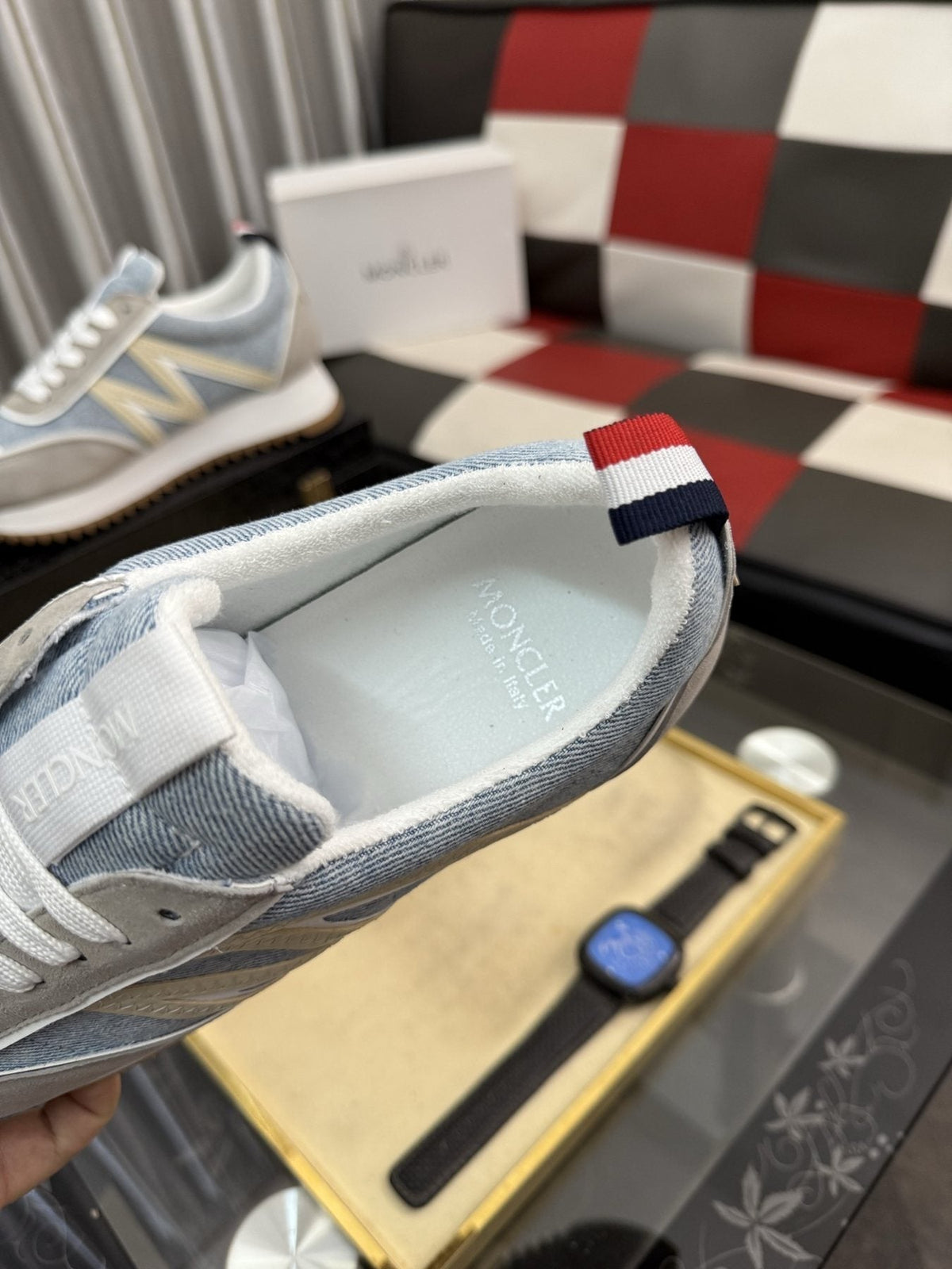 Moncler Men's Light Blue Panel Low-Top Sneakers
