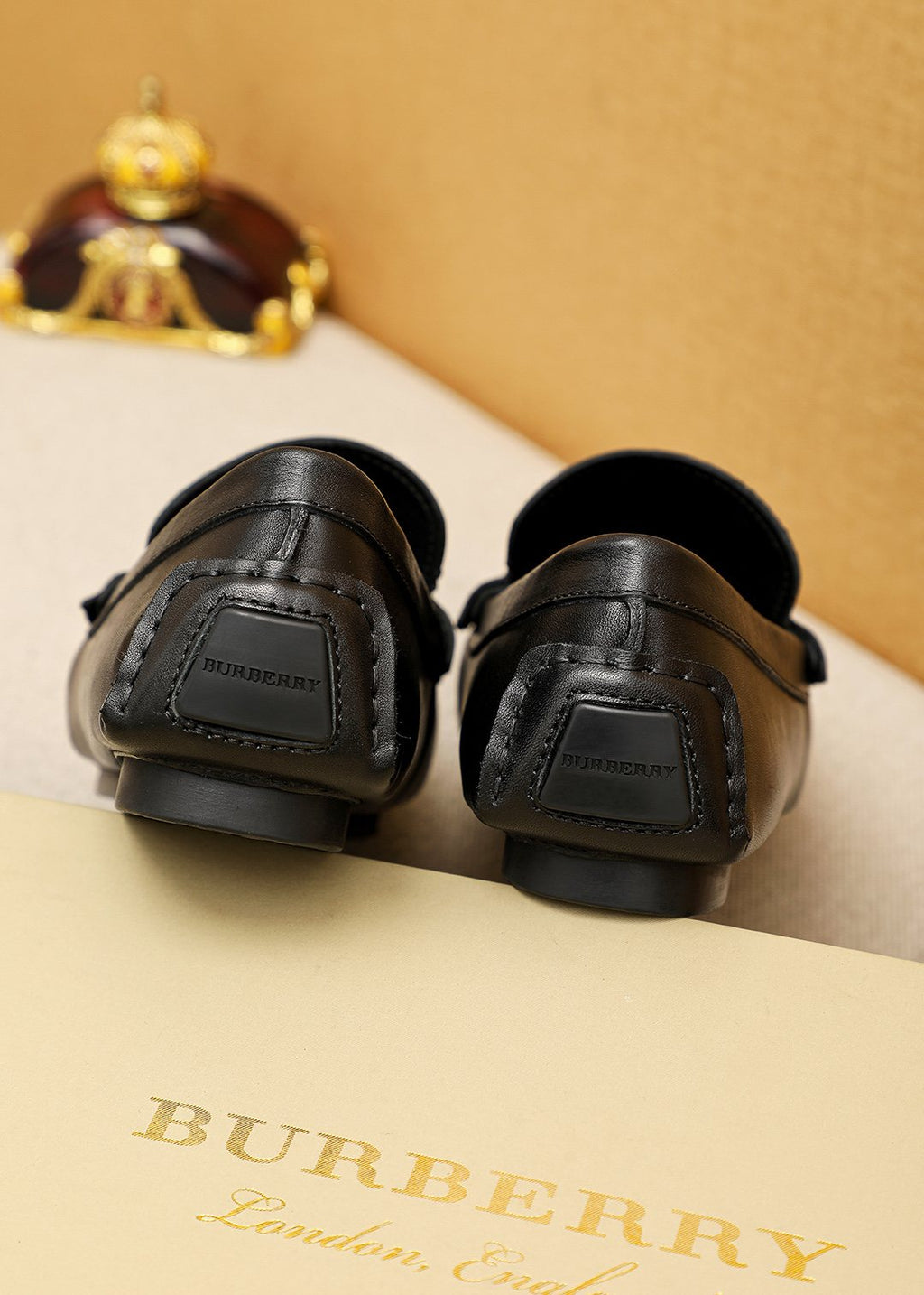 Burberry Black Metal Monogram Loafers