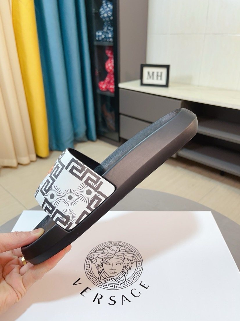 Versace Men's Geometric Strap Slide Sandals