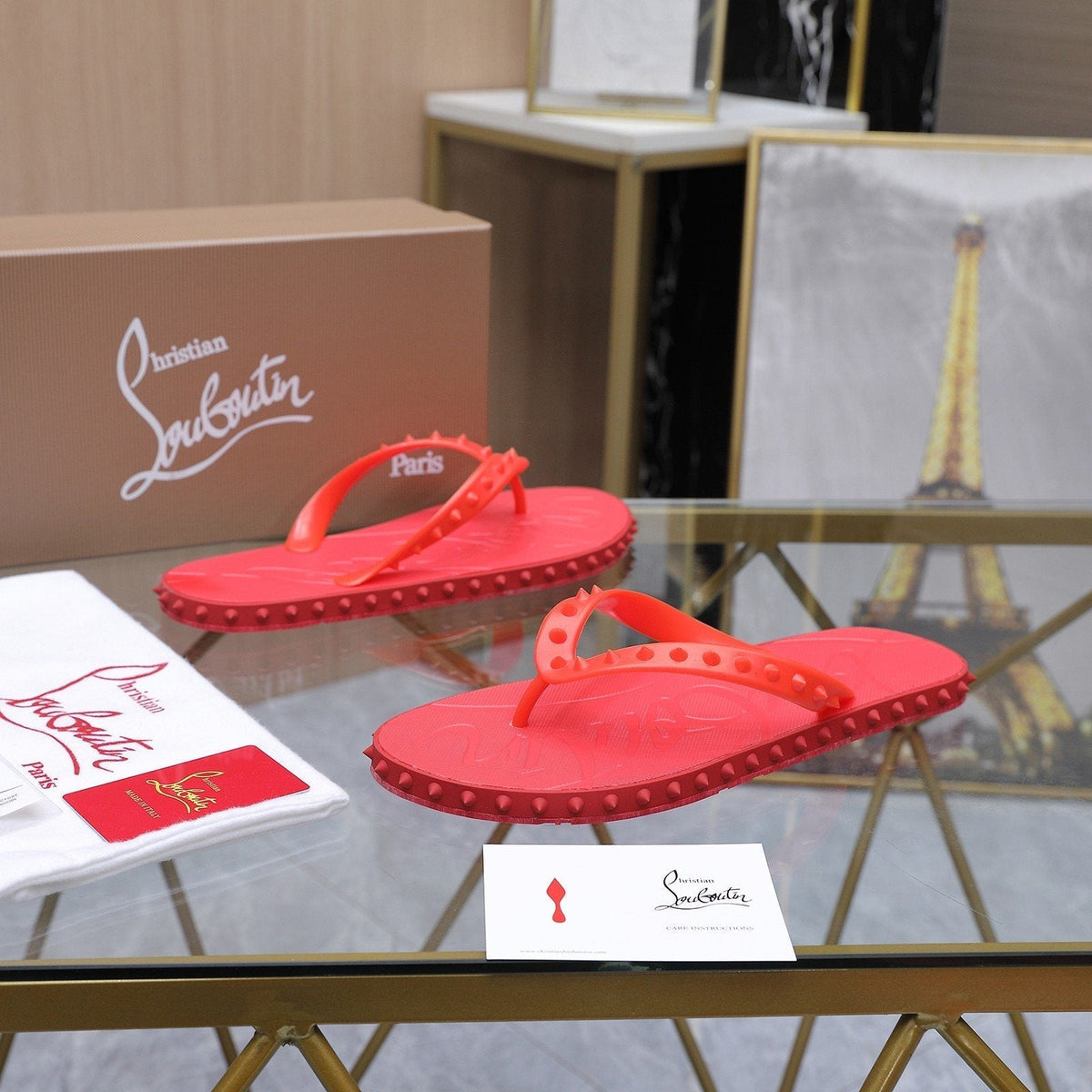 Christian Louboutin Studded Thong Flip-Flop Sandals