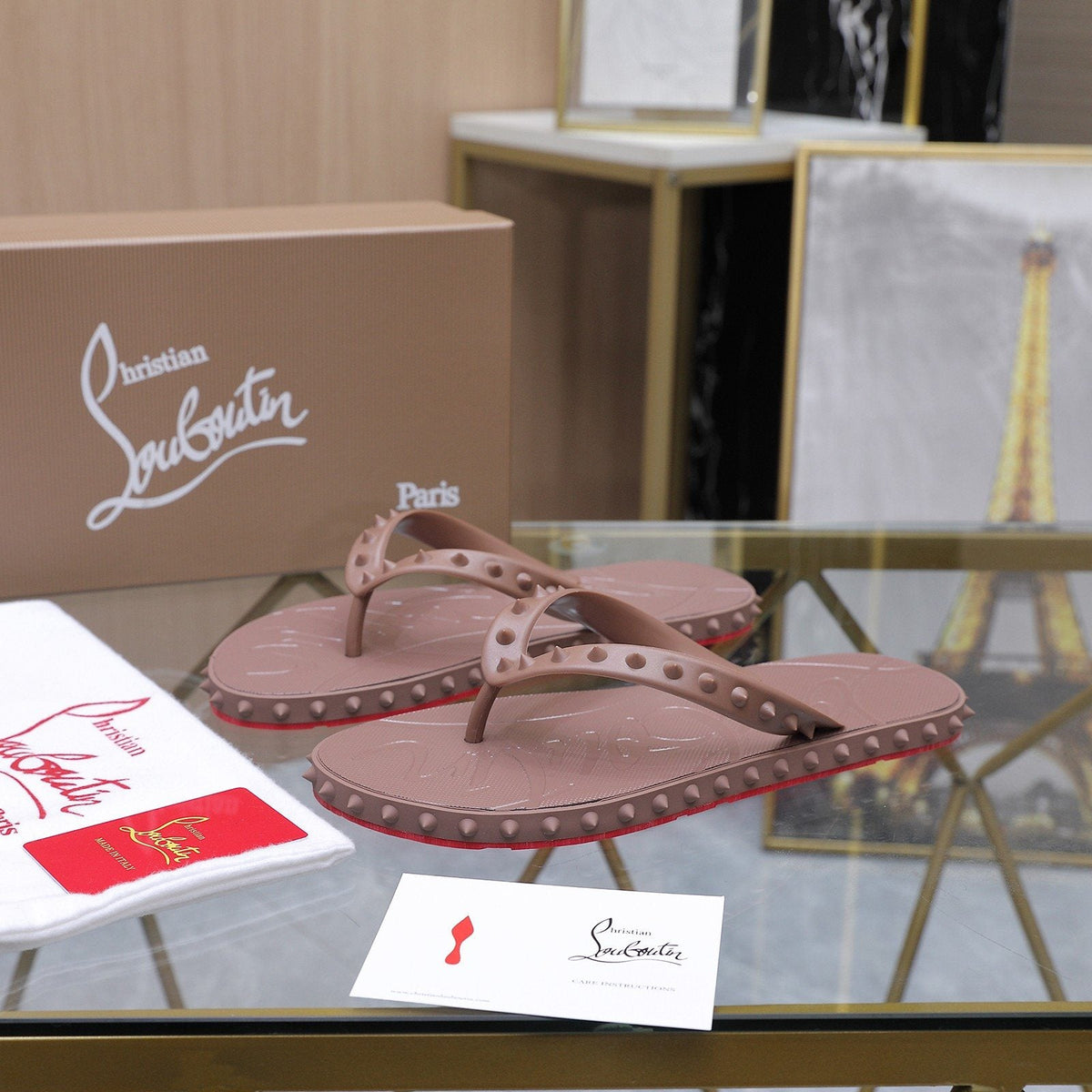 Christian Louboutin Studded Thong Flip-Flop Sandals