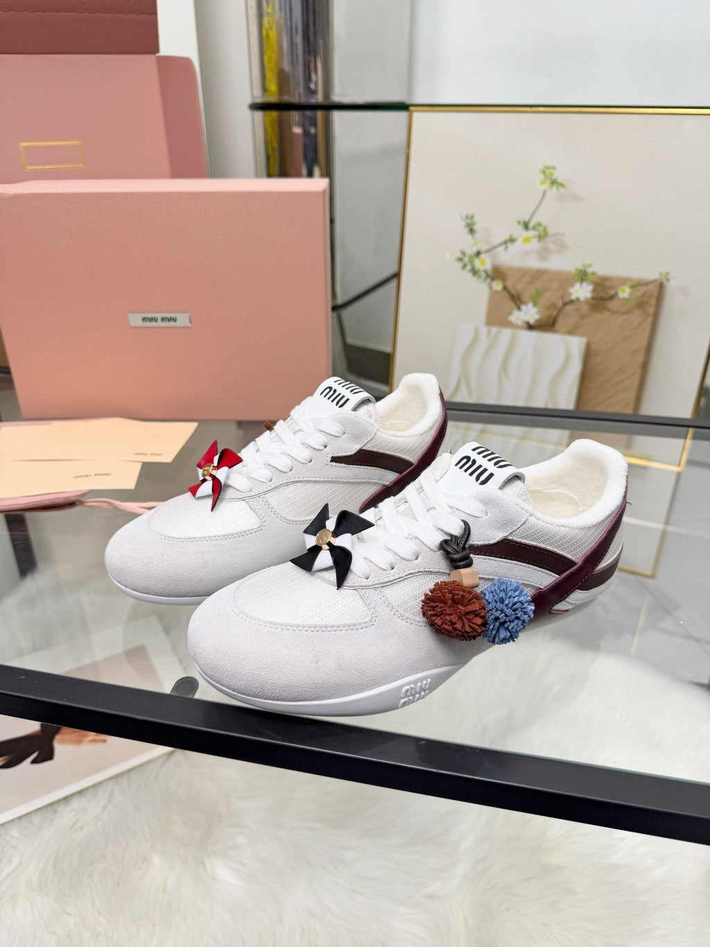 Miu Miu Floral Charm Sneakers