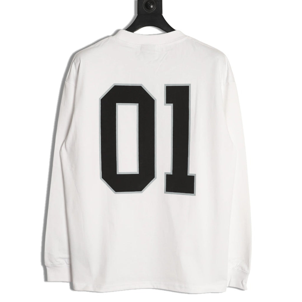 Balenciaga 01 Football-Style Long-Sleeve T-Shirt - White