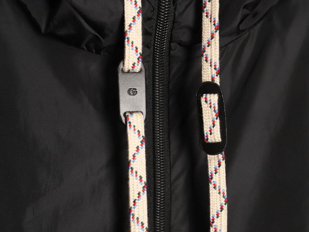Gucci Contrast-Line Hooded Zip Jacket - Black